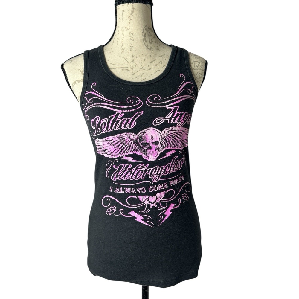 Lethal Angel I Come First Motorcycles Biker Punk Wings Beater Tank Top L